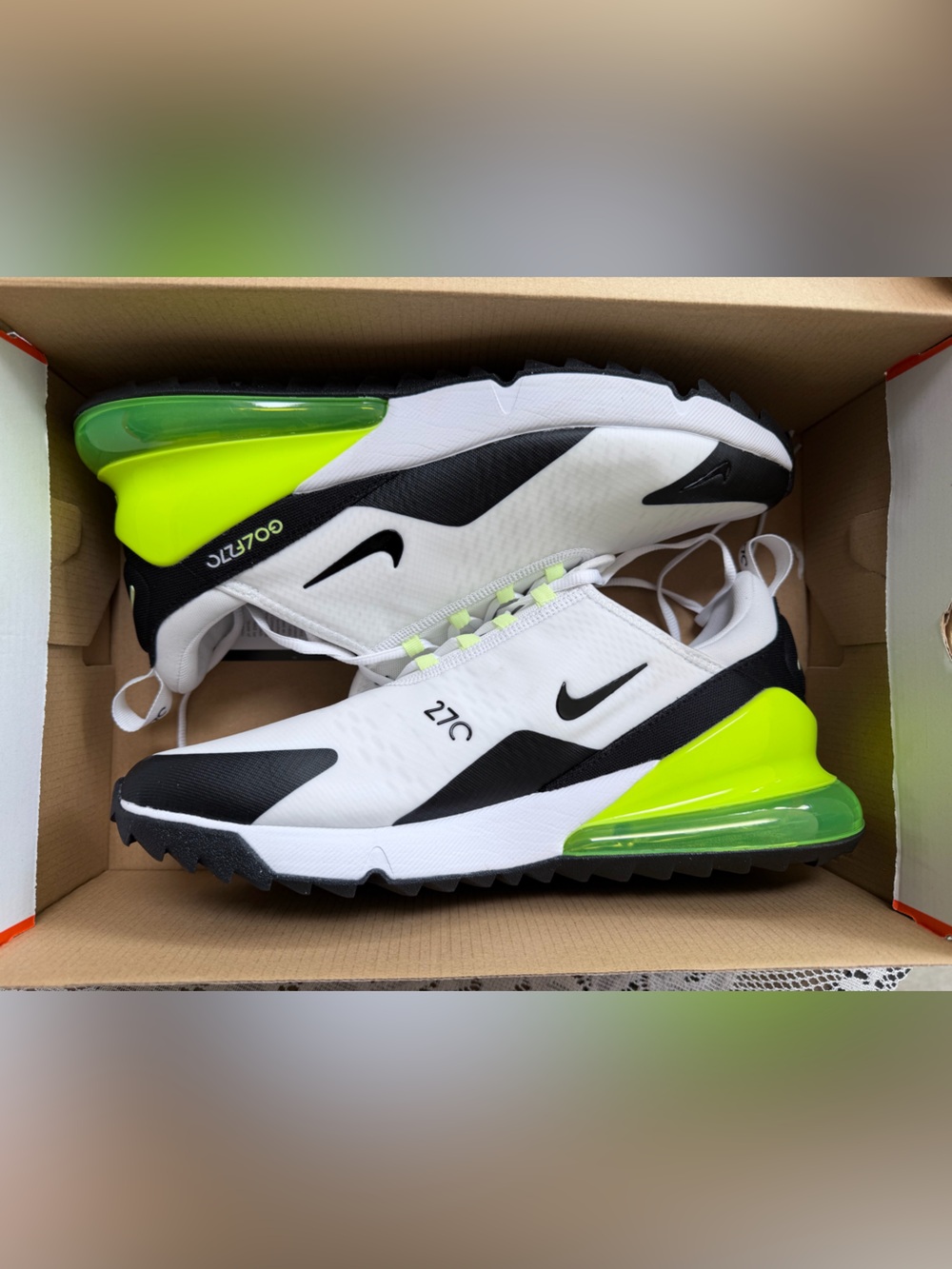 Nike Air Max 270 Men’s Sneakers — White / Black / Volt Green